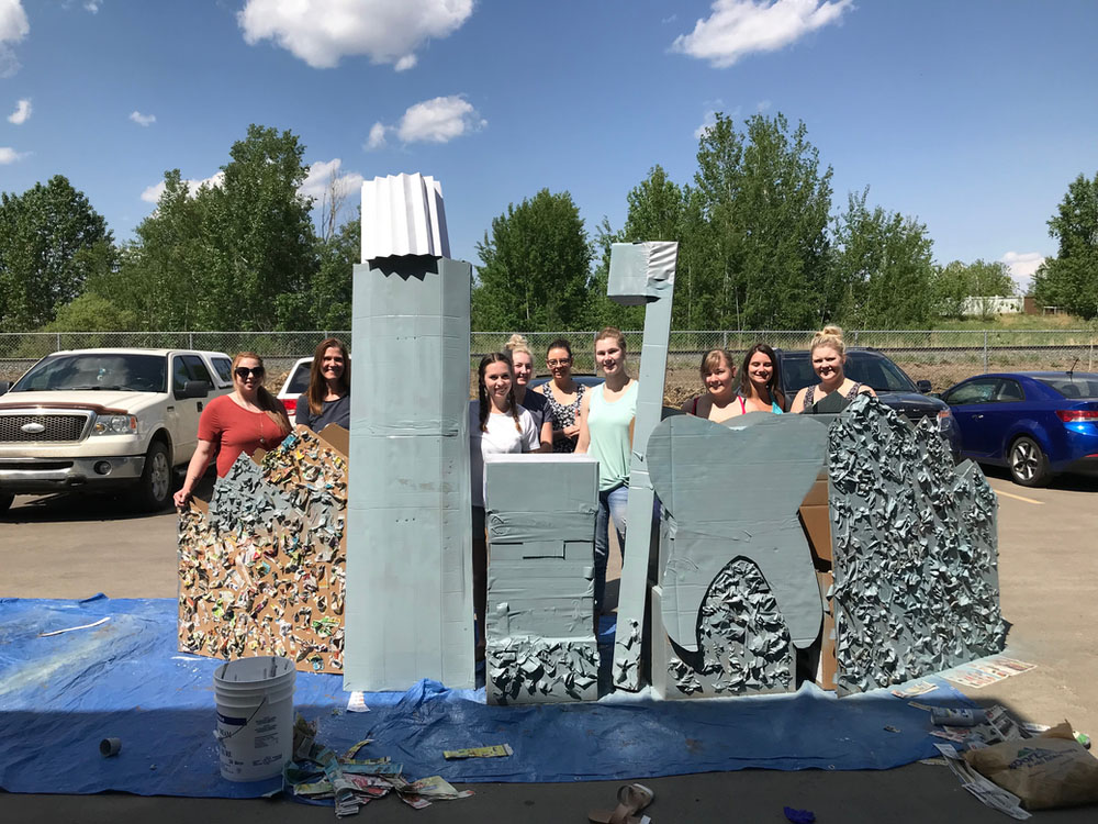 Stony Plain Dental Centre Team building the float